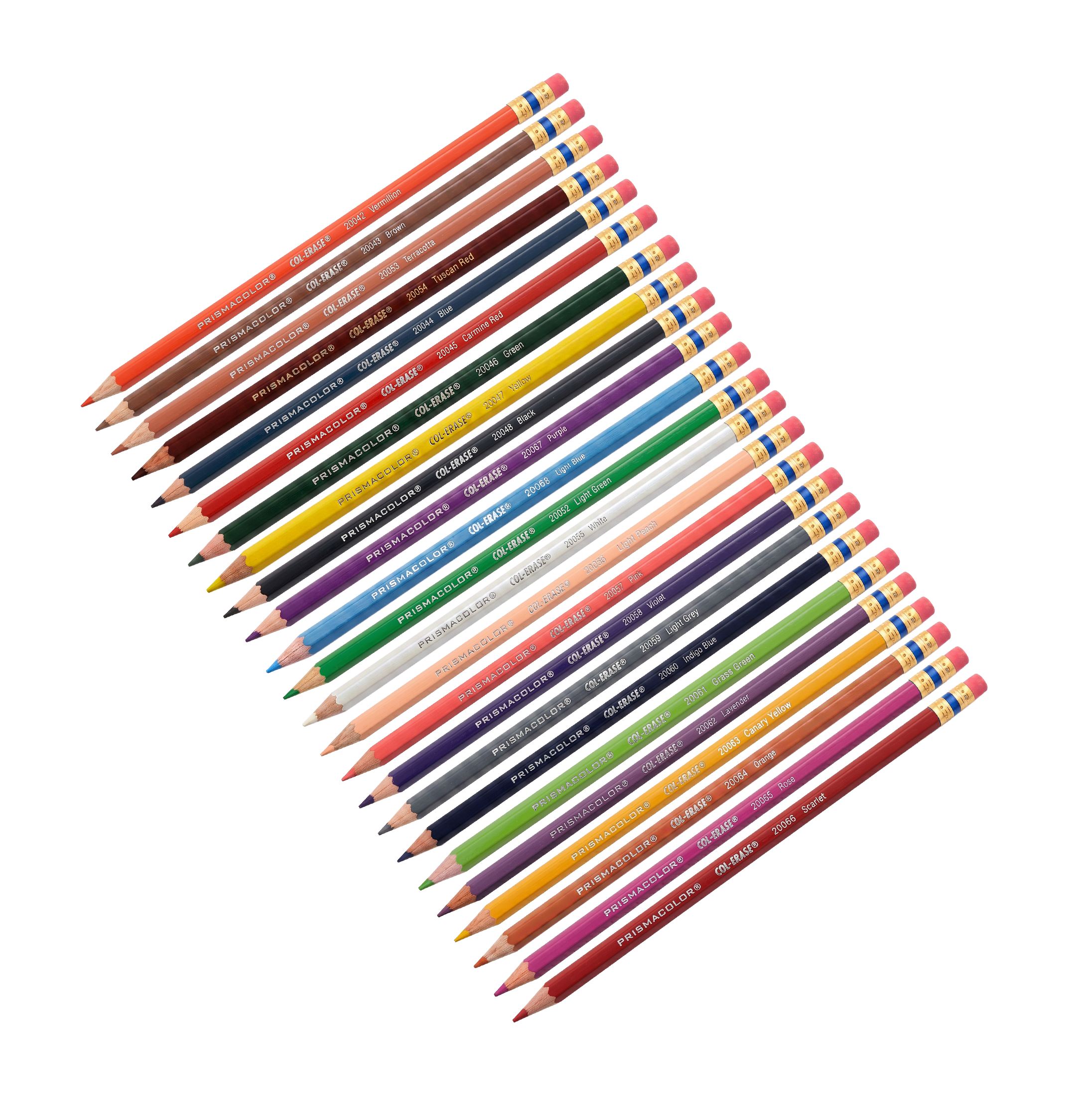 Pack of 24 Prismacolor Col-erase erasable colouring pencils.