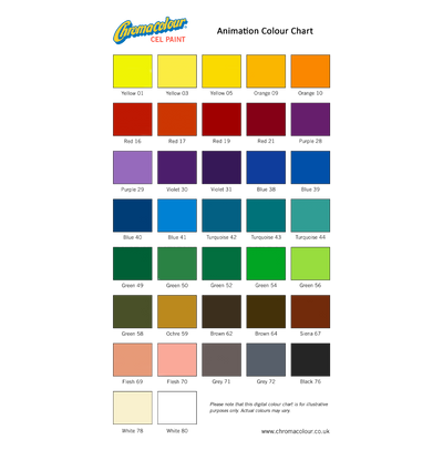 Chromacolour Animation Cel Paint Colour Chart