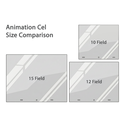 Compare the size of 10 Field, 12 Field and 15 Field Animation Cel Sheets