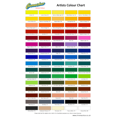 Chromacolour Artist Colours Colour Chart